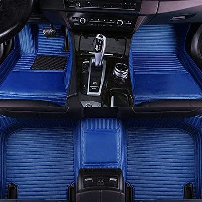Custom Waterproof Leather Car Floor Mats Fit for Most Car SUV Truck & Sportscar All Weather Protection Vehicles (Blue Stripe) - color: Blue Stripe
