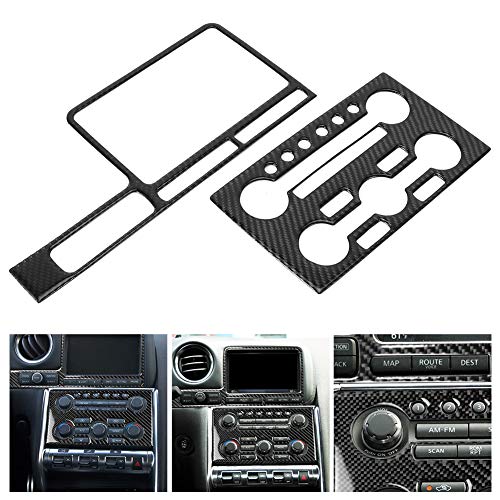 Acouto Carbon Fiber Center Console Trim for GTR R35 08‑16, 2Pcs/Set Carbon Fiber Central Control Navigation Trim Cover Car Interior Decoration Accessories