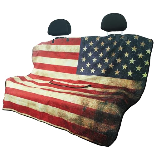 Waterproof Back Seat Cover for Dogs and Kids, Car Seat Protector Under Baby Car Seat, Child and Dog Car Seat Cover Blanket for Rear Bench(American Flag Red, Rear Bench Seat Towel) - color: American Flag Red, size: 1PC Rear Bench Seat Towel