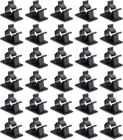 Viaky 30 Pcs Black Clips Self Adhesive Backed Nylon Wire Adjustable Cable Clips Adhesive Cable Management Drop Wire Holder - color: 30black, size: for 0-0.4''(10mm) cable