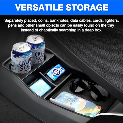 Autorder Lower Center Console Organizer for 2024-2026 Kia EV9 Accessories Bottom Center Console Insert Tray with Cup Holder Storage Box - size: 2024-2026 Kia EV9
