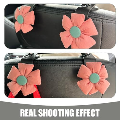 2 PCS Cute Flower Car Seat Headrest Hooks, Multifunctional Headrest Hanger, Universal Automotive Storage Organizer for Handbags Purses (Red) - color: Red