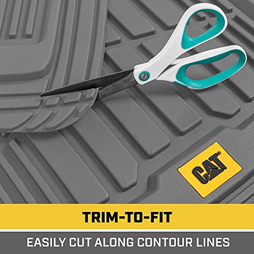 BDK Cat® CAMT-1003 (3-Piece) Deep Dish Rubber Car Floor Mats with Trunk Cargo Liner, Heavy Duty All Weather Trim to Fit Front & Rear Combo Set for Car Sedan SUV Van - color: Gray