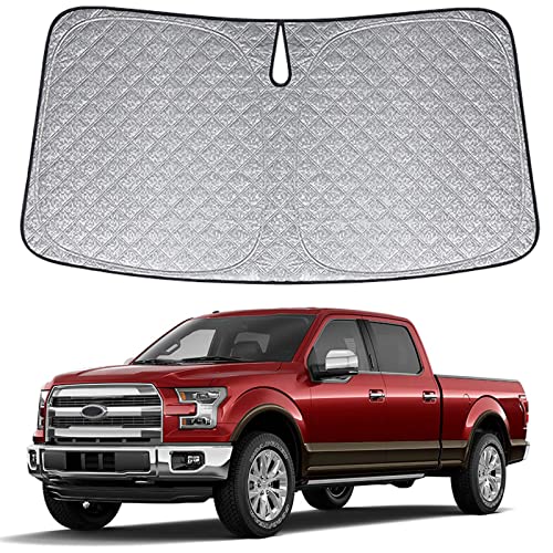 6 Layers Windshield Sun Shades Compatible with Ford F-150 Lariat King Ranch Platinum, XL XLT Limited Raptor 2015-2020, Foldable Car Sunshade with Storage Bag - size: 2015-2020 Ford F 150