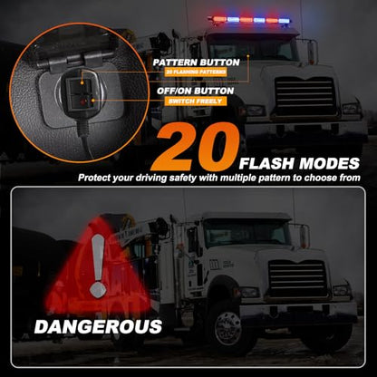 ASPL 26inch 126 LED Rooftop Emergency Strobe Lights Bar Double Side Flashing Safety Warning Traffic Advisor Light Bar Hazard Snow Plow Light for Work Trucks Vehicles Construction Tow Pickup(Red/Blue) - color: Red/Blue