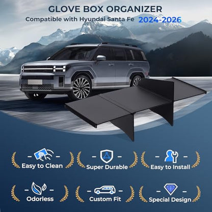 Glove Box Organizer Compatible with Hyundai Santa Fe 2026 2025 2024, Interior Accessories Glove Box Compartment Insert Storage Dividers for 2024-2026 Santa Fe, Black - style: 10) Fits for 2024-2026 Santa Fe