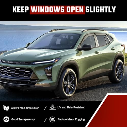 Tape-On Rain Guards Compatible with Chevrolet Trax MK2 2023+ Black Extra Durable Shatterproof Side Window Deflectors, Vent Window Visors, Wind Deflectors - 6 PCS - size: Fit for Chevrolet Trax MK2 2023+Tape On