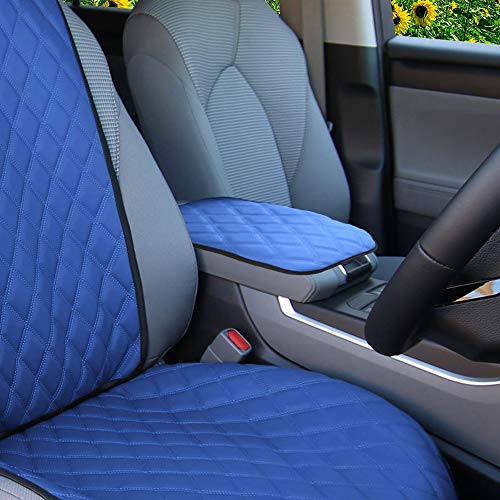 FH Group Faux Leather Diamond Pattern Center Console Armrest Cushion, Luxury Seat Box Cover Protector fits Most Cars, SUVs, and Trucks Blue - color: Blue, style: Console Cover (Diamond)