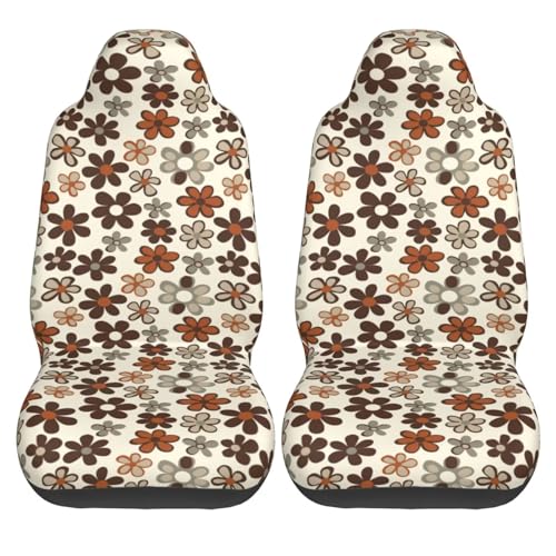Brown Daisy Floral Car Seat Cover - Non-Slip Protector, Universal Fit for Van, Truck, SUV - Machine Washable, Hippie Daisies Flower Automotive Cover - color: Brown Daisy