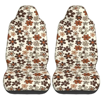 Brown Daisy Floral Car Seat Cover - Non-Slip Protector, Universal Fit for Van, Truck, SUV - Machine Washable, Hippie Daisies Flower Automotive Cover - color: Brown Daisy