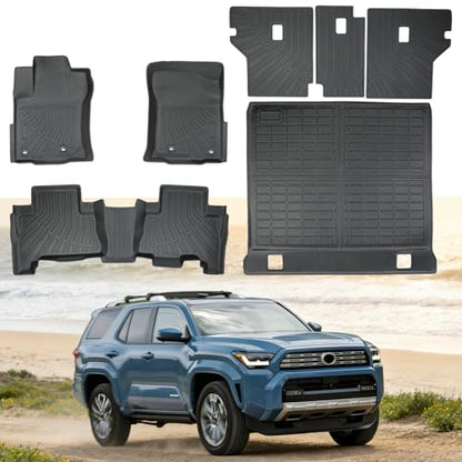 Car Floor Mats for Toyota 4Runner 2013-2024 5seats,TPE All-Weather Waterproof Anti-Slip Heavy Duty Car Floor Liners Full Set Custom Fit Wear-Resistant Odorless - size: 2013-2024 Toyota 4Runner 5seats Gasoline