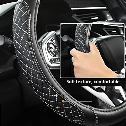 West Llama Customized Auto Car Steering Wheel Cover for Dodge 1989-2011 RAM 1500 2500 3500, Charger, Durango, Challenger(Diamond Quilted-Black+Gray-Standard Size) - color: B-Black+Gray, size: Standard Size (14 ½''-15'')