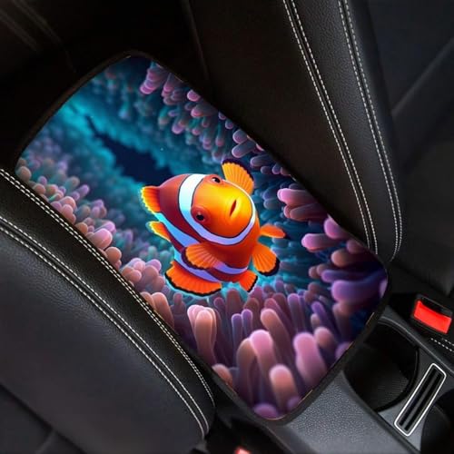 Modysero Cool Print Dustyproof Univerasl Fit and Soft Car Armrest Pad Aesthetics Nemo Armrest Cover Interior Decoration for Cars Truck SUV Sedan - color: aesthetics nemo