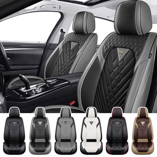 Car Seat Covers for Kia Sportage 2002-2026, Waterproof Nappa Leather Front Seat Cover, Anti-Slip and Comfortable Automotive Seat Protector&Accessories(Gray Black) - color: Gray Black, size: Front Set
