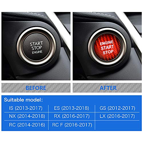 AIRSPEED Carbon Fiber Car Engine Start Button Sticker for Lexus IS250 IS200 IS300 ES350 ES330 GS350 GS300 NX300 NX200T RX350 RX300 LX RC (Red) - color: Red Without Hole