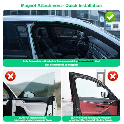 XCBYT Car Window Shades, Driver Window Sun Shade, Upgraded Magnetic Side Window Sun Shade for Front Side Windows with Block Sunlight, Glare and Heat for SUV, Truck, Safe Driving (2PS)