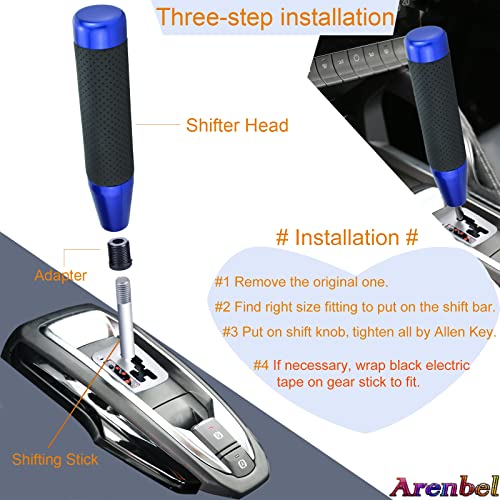7" Long Weighted Gear Shifter Knob Leather Covered Alloy Car Stick Shift Lever Handle Fit Most Manual Vehicles, Blue - color: Blue