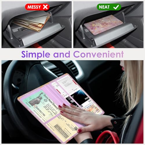 Car Registration and Insurance Holder，Colour Patterns Men Women Car License Document Registration and Insurance Card Holder - color: Gold Dust Marble