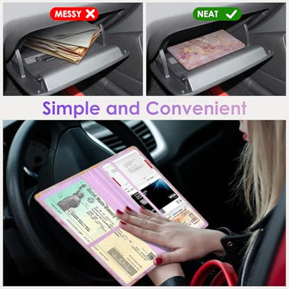 Car Registration and Insurance Holder，Colour Patterns Men Women Car License Document Registration and Insurance Card Holder - color: Gold Dust Marble
