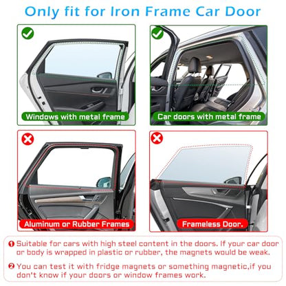 Car Window Shades, 2 Packs Magnetic car Sun Shade for Baby, Double Layers Magnetic Design for Full Covers/Half Shade Options, Window Curtains for Heat/UV Protection Sun Block Covers - color: Black
