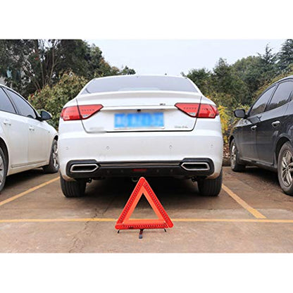 Triangle Reflective Light Kit Foldable Car Safety Sign with Led Function for Day and Night Use Includes Tripod Road Flasher for Enhanced Visibility