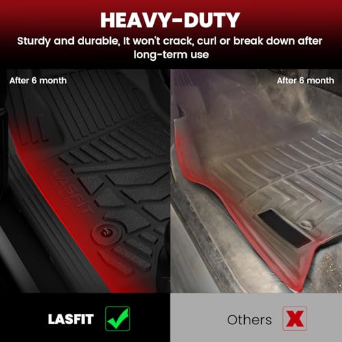 LASFIT Floor Mats for Ford F250 F350 2012-2016 Super Duty Crew Cab Without Manual Transfer Case Shifter All Weather Protector TPE Car Carpet Floor Liners, 1st & 2nd Rows, 3pc Black - style: 2) SuperDuty| 12-16 | 2Rows w/o Manual Shifter