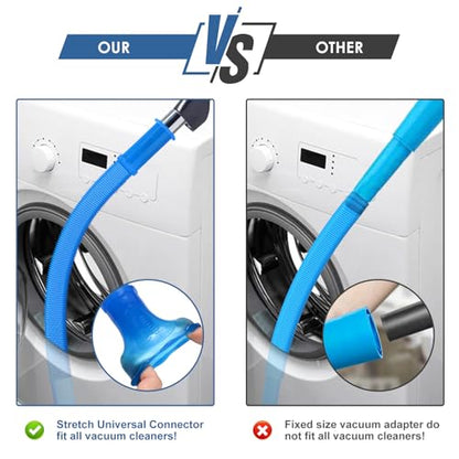 PetOde 2 Pieces Dryer Vent Cleaner Kit Compatible with Most Vacuum Cleaner, Dryer Lint Brush and Vacuum Hose Attachment with Universal Connector, Quickly Lint Remover - color: Blue