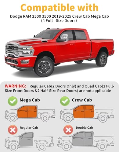 in-Channel Window Rain Guards Fit for Truck Dodge RAM 2500 3500 2019-2026 Crew Cab Extra Durable Window Visors Window Deflectors Vent Visors Vent Shades Car Accessories-4 pcs 2-Q07 - size: Fit for 2019-2026 Dodge RAM 2500 3500 Crew Cab