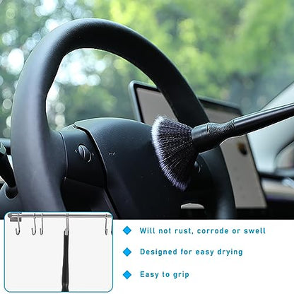 Ziciner Car Detailing Brush, Ultra Soft Car Detail Brush Kit for Elegant Surfaces, Auto Scratch-Free Cleaner Kit for Car Interior & Exterior, Wheels, Dashboard, Engine Bay (Long Handle) - size: Long handle