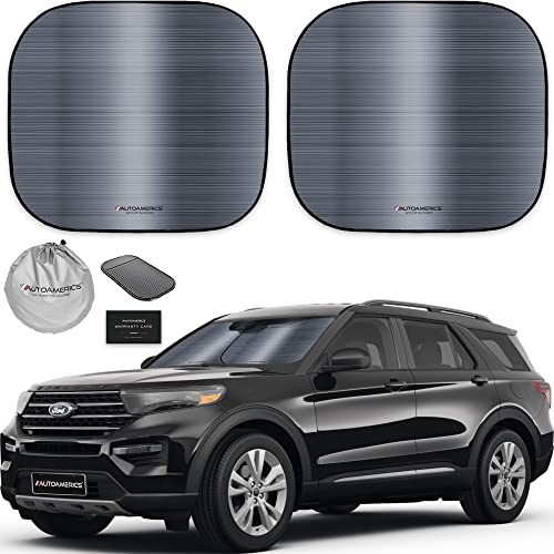 Autoamerics 2-Piece Windshield Sun Shade - Metallic Gray Foldable Car Front Window Sunshade for Most Cars SUV Truck Heat Blocker Visor Protector Blocks Max UV Rays and Keeps Your Vehicle Cool - Medium - color: METALLIC GRAY, size: STANDARD (MEDIUM)