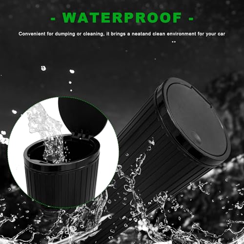 Car Trash Can with Lid, Leakproof Vehicle Cup Holder Garbage Bin with Self-Standing Adhesive Trash Bags, Mini Portable Garbage Can Waterproof Waste Container for Auto Home Office