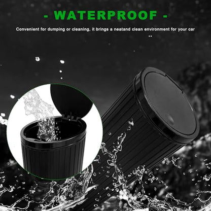 Car Trash Can with Lid, Leakproof Vehicle Cup Holder Garbage Bin with Self-Standing Adhesive Trash Bags, Mini Portable Garbage Can Waterproof Waste Container for Auto Home Office