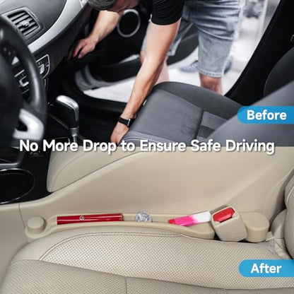Givifive Car Seat Gap Filler Set of 2, Soft Foam Multifunctional Seat Side Gap Filler with Organizer & Hook Function, 3in1 Gap Stopper Universal Fit Car SUV Truck Fill The Gap Between Seat & Console - color: Beige, size: Most Cars – Standard