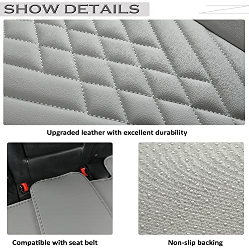 GIANT PANDA Premium PU Leather Rear Car Seat Cover Protector, Luxury Adjustable Anti-Slip Bottom Bench Seat Cover (49~59''),Fits 90% of Vehicles, Back Seat Cover, Grey - color: Rear Seat Gray, size: 1 Piece Standard Size
