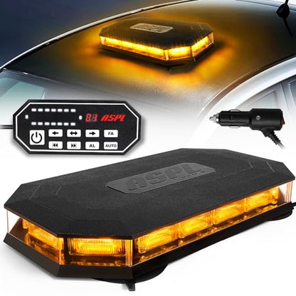 ASPL 16.5 Inch Roof Top Beacon Emergency Strobe Light with Controller 56 LED Magnetic Warning Caution lights bar Traffic Hazard Plow Light for Trucks Vehicles Construction Snowplow (Amber) - color: Amber