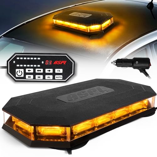 ASPL 16.5 Inch Roof Top Beacon Emergency Strobe Light with Controller 56 LED Magnetic Warning Caution lights bar Traffic Hazard Plow Light for Trucks Vehicles Construction Snowplow (Amber) - color: Amber