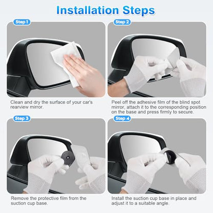 4PCS Blind Spot Mirrors for 2013-2025 Toyota RAV4, 2014-2024 4runner, 2016-2025 Tacoma, HD Glass Frameless Convex Rear View Mirrors, Wide Angle Adjustable Stick for Side Mirror