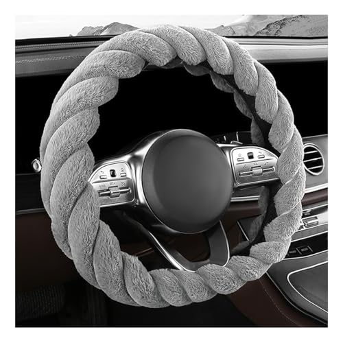 KVAEY Fluffy Car Steering Wheel Cover, 15 Inches Anti-Slip Round Fuzzy Winter Steering Wheel Protector, Soft Warm Plush Steering Wheel Cover for Women Girls, Car Accessories (Gray, D-Shaped) - color: Gray, size: D-Shaped