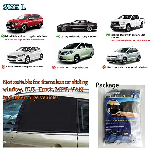 Car Window Shades for Baby - 2 Pack Sun Shade Blocker, Breathable Mesh Rear Side Window Shade Sunshade for SUV, UV Protection for Baby Family Pet, Mosquito Bug Net Window Screens for Camping - size: Large-Rear Window
