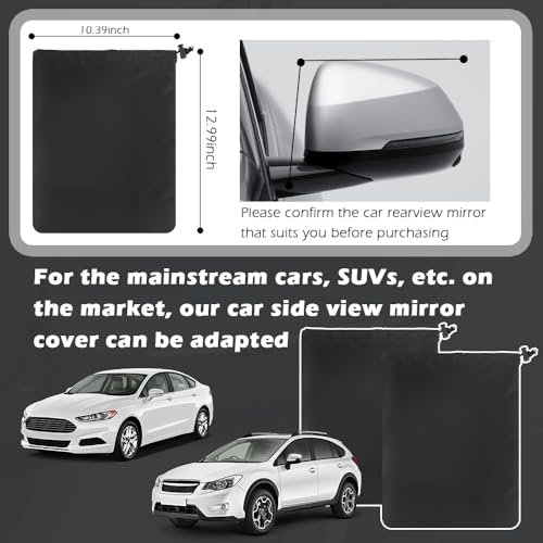2PCS Car Side Mirror Covers,Drawstring-style Mirror Covers for Cars Provide Protection from Dust and Snow,Essential Car Mirrors Cover for Winter Automotive Exterior Accessories