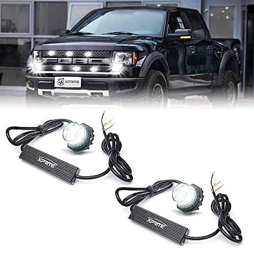 Xprite Hideaway Strobe Lights White LED Strobe Light Kit with 14 Flash Patterns Grill Strobe Lights for Trucks Surface Mount Headlight Taillight Emergency Warning for Work and Tow Vehicles - 2PCS - color: White, size: 2pcs