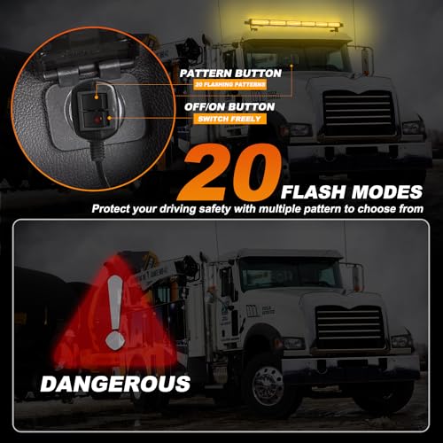 ASPL 26inch 126 LED Rooftop Emergency Strobe Lights Bar Double Side Flashing Safety Warning Traffic Advisor Light Bar Hazard Snow Plow Light for Work Trucks Vehicles Construction Tow Pickup(Amber) - color: Amber