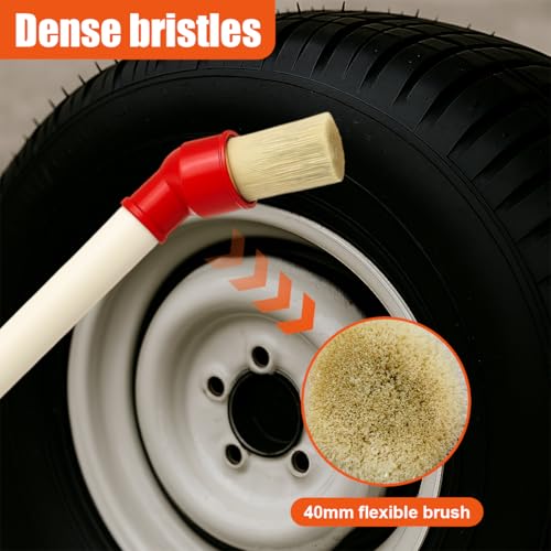 2PCS Car Curved Tire Mounting Paste Lube Brush, 45 Degree Angle Head Auto Wheel Applicator Brush with 11" Plastic Handle, Rim Deep Cleaning Tool for Easy Lubricant Application(Red) - color: Red