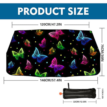 Color Butterfly Car Windshield Sun Shade - Foldable Umbrella Sunshade for Front Window - color: Color Butterfly