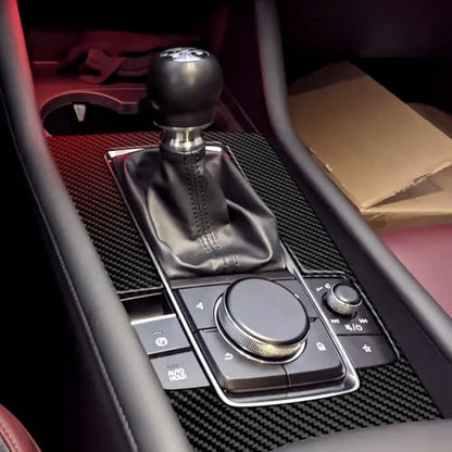 AIRSPEED Carbon Fiber for Mazda 3 Axela 2019-2025 Center Console Gear Shift Panel Cover Interior Trim Accessory, Manual Transmission, Black - color: Manual Transmission Gear Shift Panel