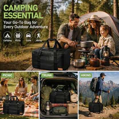 Camping Storage Bag, 28L Heavy Duty Gear Organizer for Car Trunk, Travel, Tailgating & Overlanding, Outdoor Camping Cookware Organizer