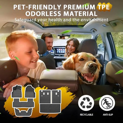 Powerty Floor Mat for Honda Pilot 2023-2025 2026, All Weather TPE Custom Trunk Cargo Mat Liner with Backrest Mat Replacement for Honda Pilot Accessories (Trunk Mat+Backrest Mat+Floor Mat) - size: 4)Honda Pilot｜23-26｜Full Set
