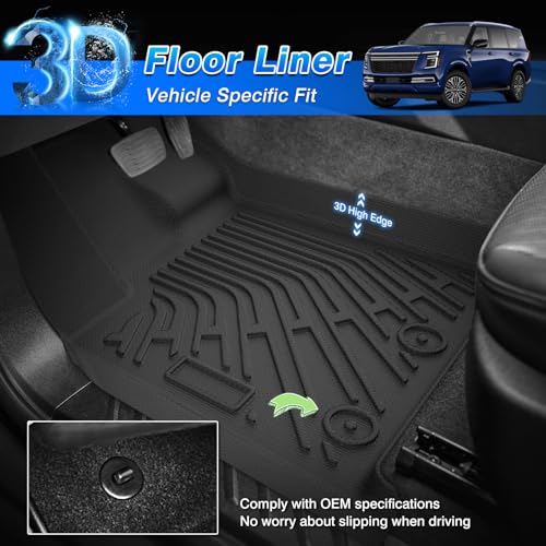 Cartist Floor Mats & Cargo Liner Fit for Nissan Armada 2025/Infiniti QX80 7 Seats Accessories All Weather Cargo Liners Carpet Protection - size: 5)Nissan Armada/QX80【25-26】7 Seats Full set