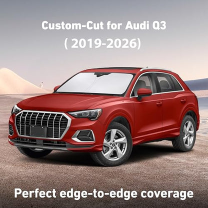 EcoNour Windshield Sunshade Compatible for Audi Q3 2019-2024 2025 2026, Sun Visor for Front Windshield & Window Sun Shade Cover, UV Heat Blocker & Protector, Car Accessories - size: For Audi Q3 (2019-2026)