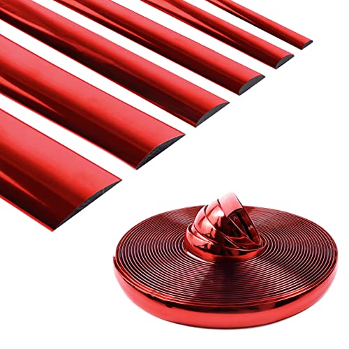 Chrome Red Car Motor Bike Self-Adhesive Exterior and Interior Molding Trim Universal Dashboard Bumper Window Door Body Side Decorative Strip Scratch-Proof (Width: 3/4 inch (20mm), 8Ft) - size: 8Ft, style: Width: 3/4 inch (20mm)
